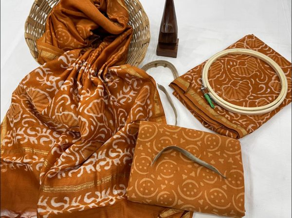 Bronze chanderi cotton suits online