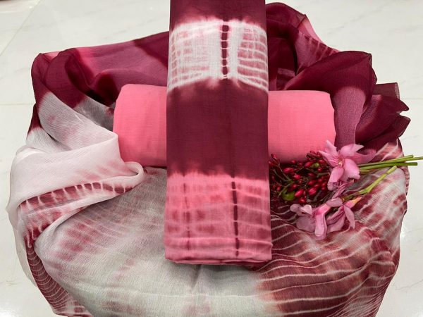 Pink and Dark Carmine pure cotton salwar suit  set