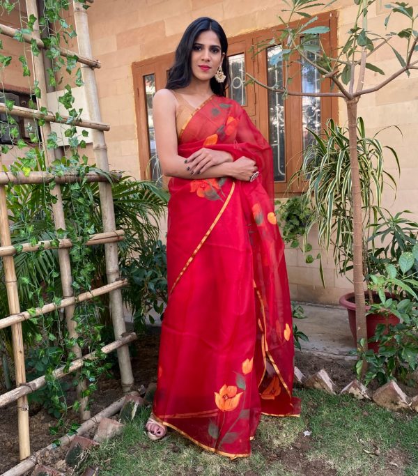 Crimson buy organza silk sarees online india