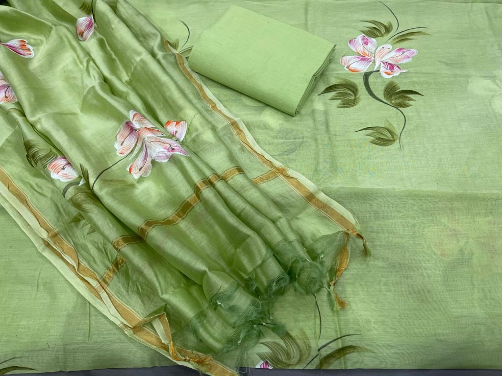 Pale Green new chanderi suits design