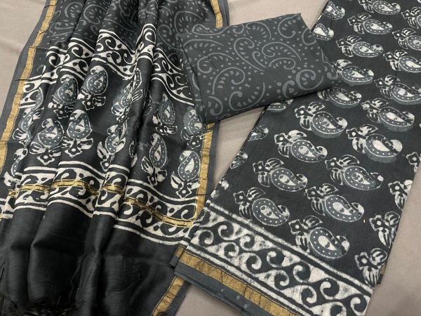 slate gray chanderi silk salwar suit online