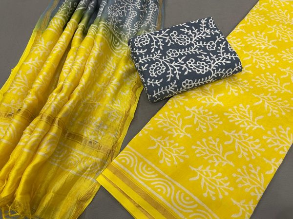 Yellow chanderi salwar suit designs