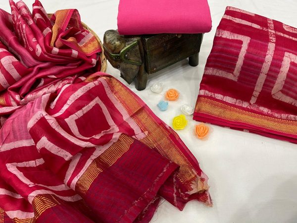 Ruby maheshwari silk suit set with cotton pajama