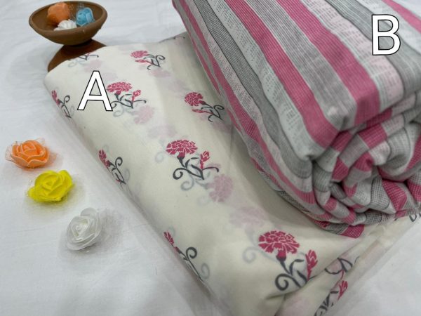 white and pink Pure cotton running fabric
