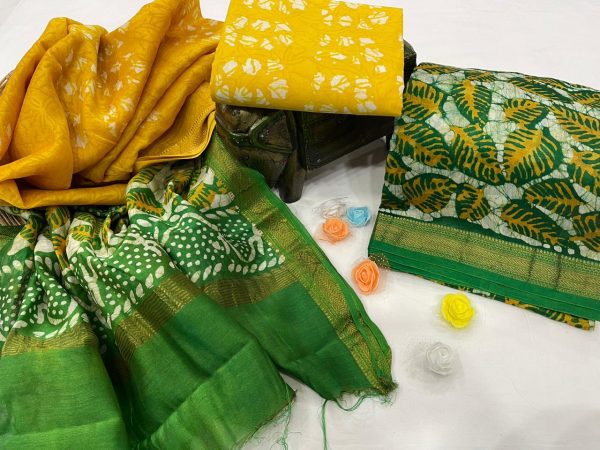 Green and yellow maheshwari Silk salwar kameez online