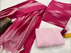 Rose handloom printed ikkat suit set