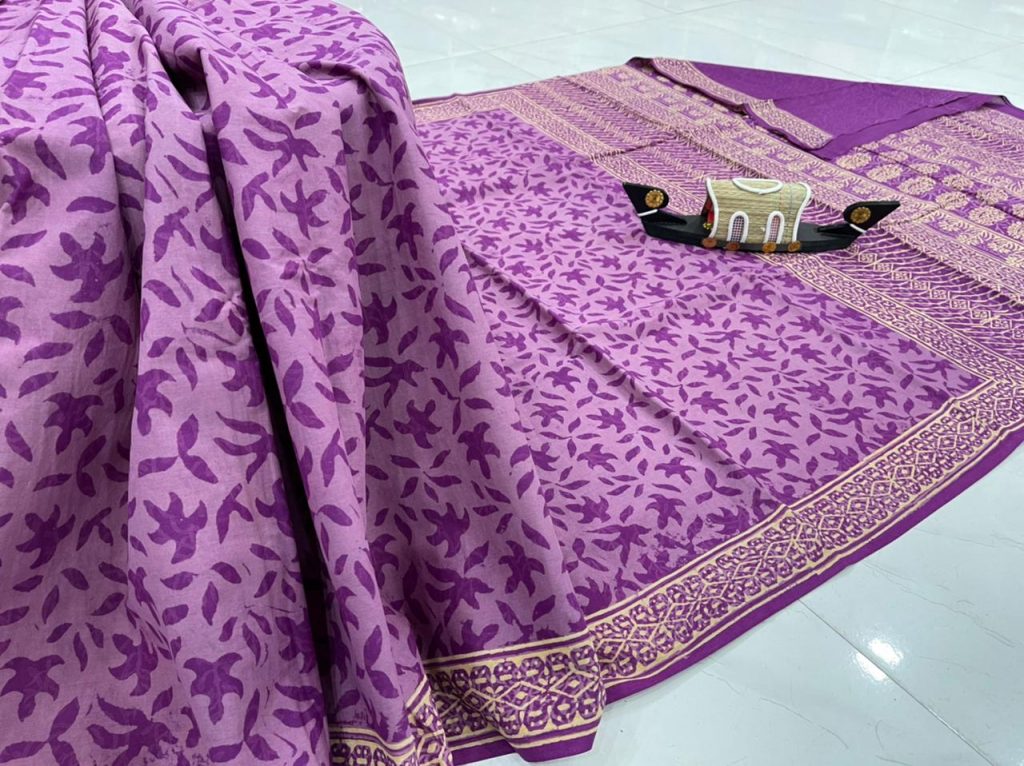 Blue violet daily wear saree with blouse
