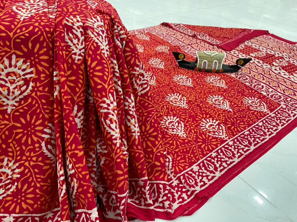 Crimson daily wear printed saree with price