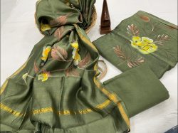 fern green salwar suit with chanderi dupatta set