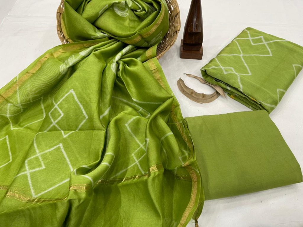 Green Citrus salwar suit with chanderi dupatta set