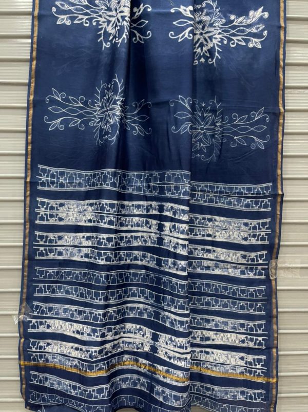 Blue Chanderi handloom saree with blouse