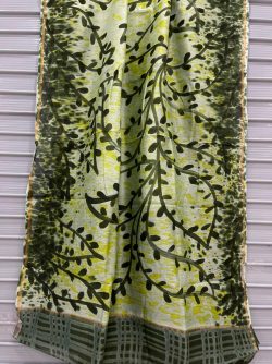 Green floral print chanderi bordered saree