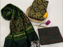 Green chanderi Pigment print salwar suit with chanderi dupatta