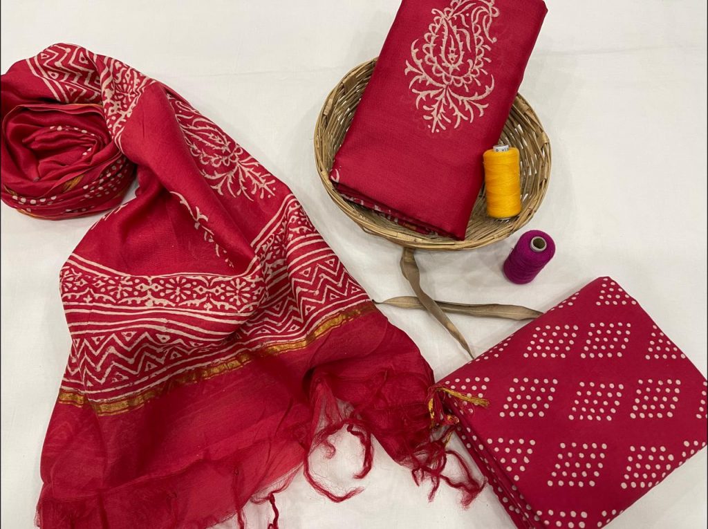 Crimson chanderi silk salwar suits online