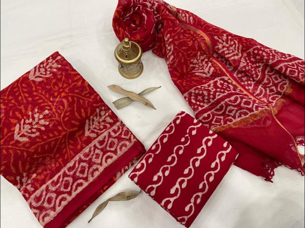 Crimson red kota doria suits online shopping With dupatta