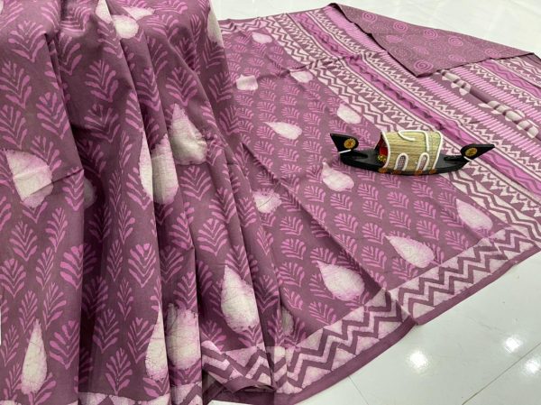 Japanese Plum cotton sarees with price
