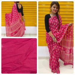 Rose Cotton saree with blouse