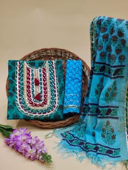 Azure embroidery designs salwar kameez with Chanderi cotton dupatta