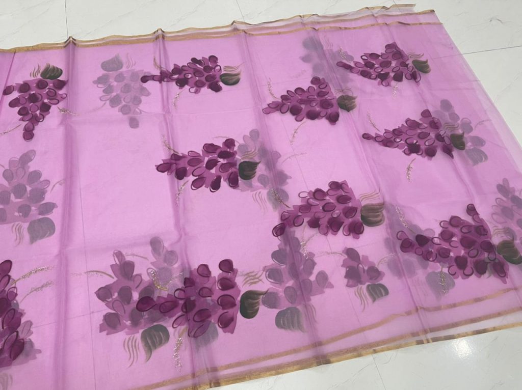 Orchid organza silk saree With blouse online