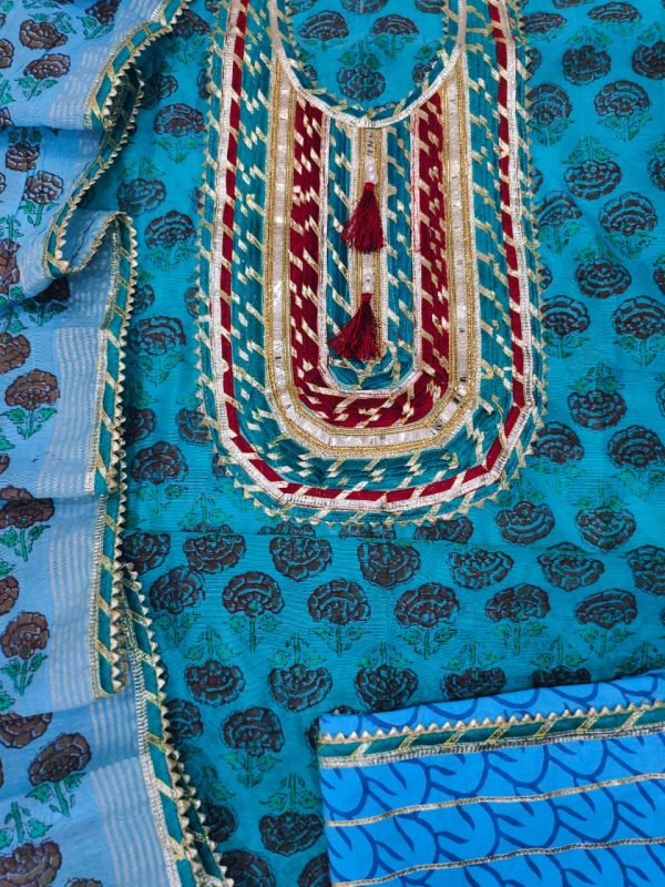 Azure embroidery designs salwar kameez with Chanderi cotton dupatta