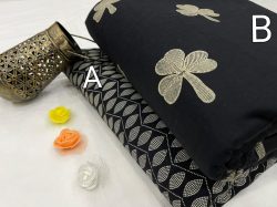 Black mugal print cotton running material set