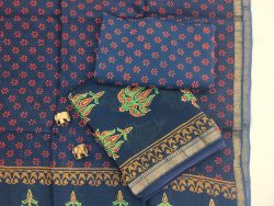 Dark Imperial Blue maheshwari silk suit set