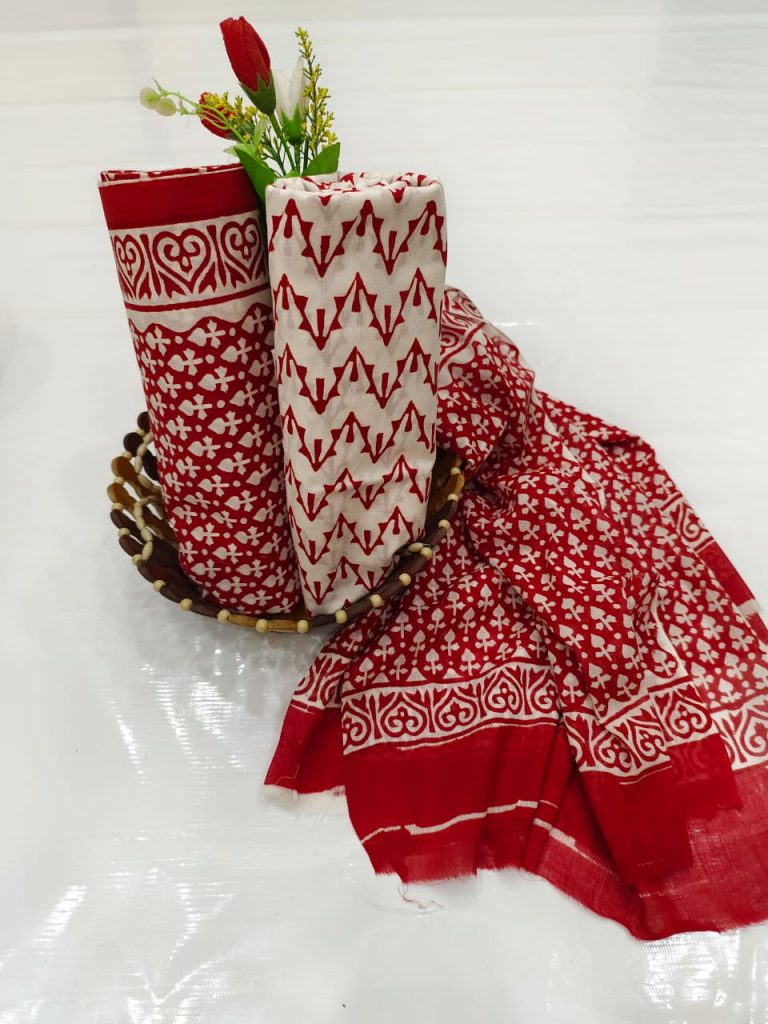 Crimson red cotton salwar kameez material india