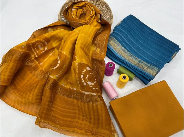 Cerulean And Goldenrod amber maheshwari silk suit set
