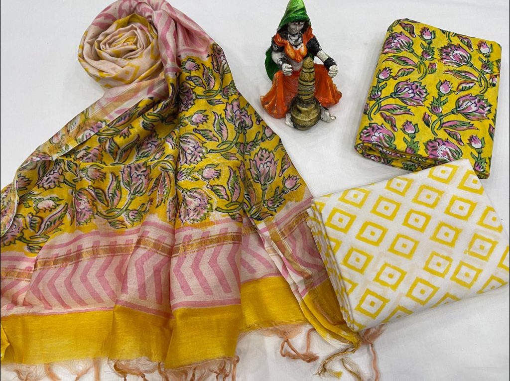 Yellow Salwar suit with chanderi dupatta