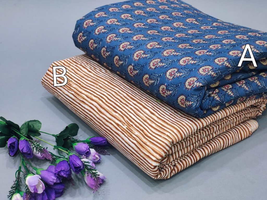 Azure and Brown floral print pure cotton running material