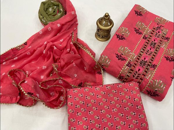 Carnation embroidered salwar kameez with chiffon dupatta online