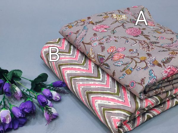 Gray floral Rapid print pure cotton running fabric