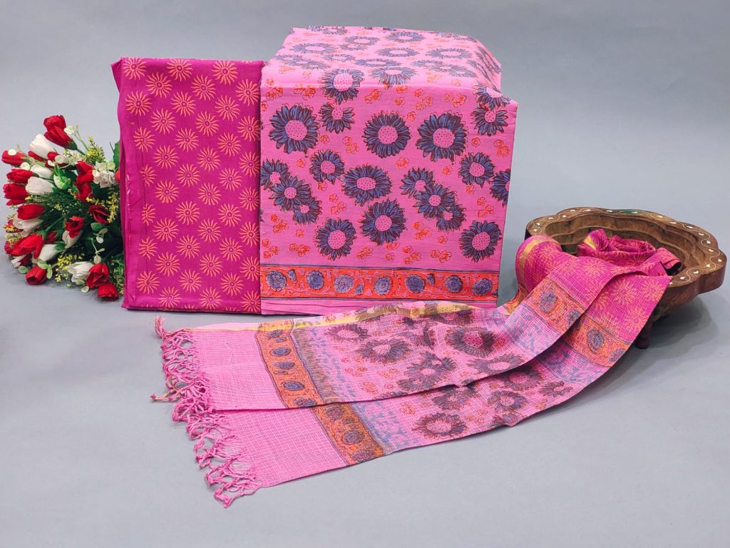 Magenta rose And pink office wear salwar suits with kota doria dupatta online