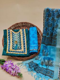 Azure designs salwar kameez with Chanderi cotton dupatta