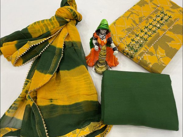 Amber embroidered salwar kameez with chiffon dupatta online