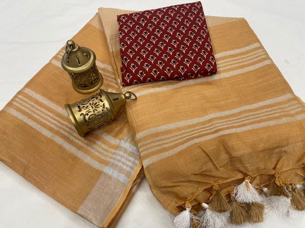 Bronze Linen saree online shopping
