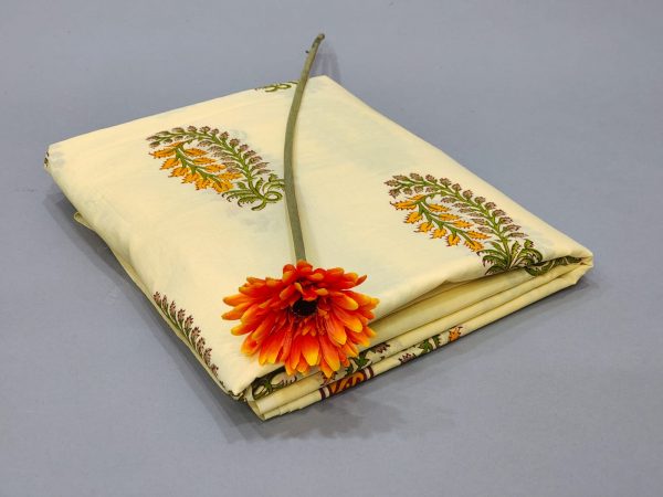 Canary Yellow And dull green Jaipuri cotton running material set