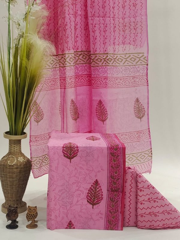 Pink cotton suits with mulmul dupatta