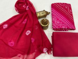 Ruby cotton suits with chiffon dupatta