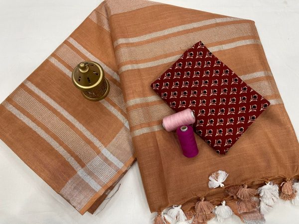 Bronze Linen saree online shopping