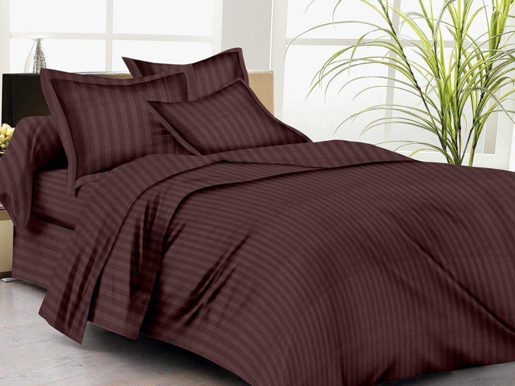 Royal Maroon Satin Stripes plain Bedsheet