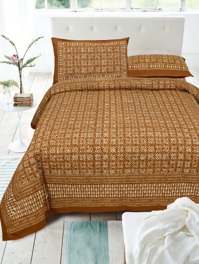 Bronze pure cotton dabu bed sheet