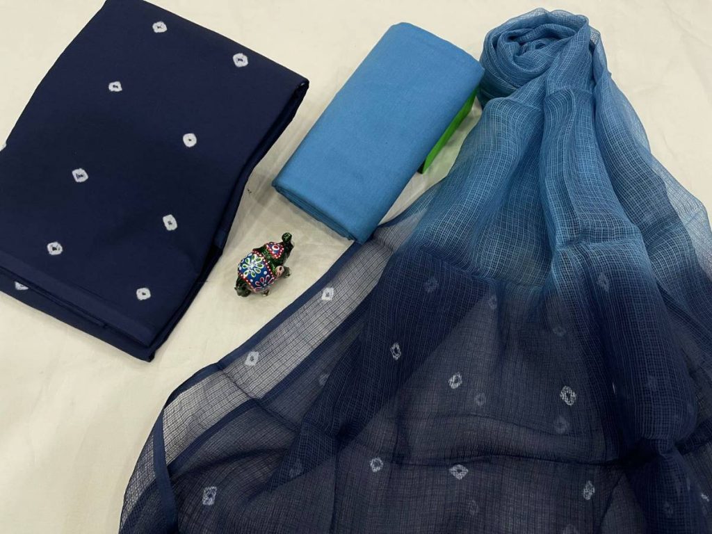 blue daily office wear salwar kameez suit with kota dupatta