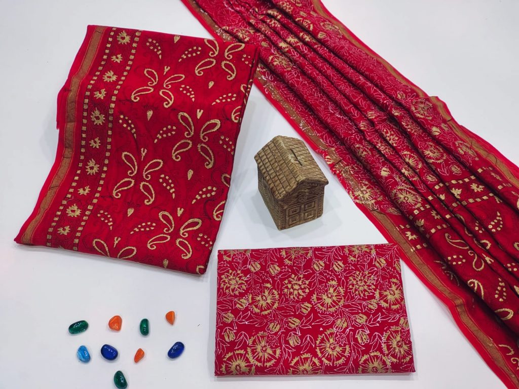 Crimson salwar suit with chanderi dupatta set