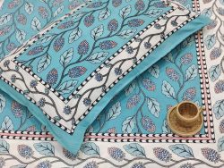 Light Teal Blue Cotton double size bedsheet