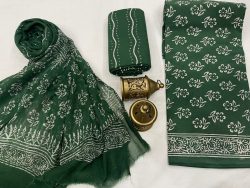 magenta Cotton suit fabric with chiffon dupatta