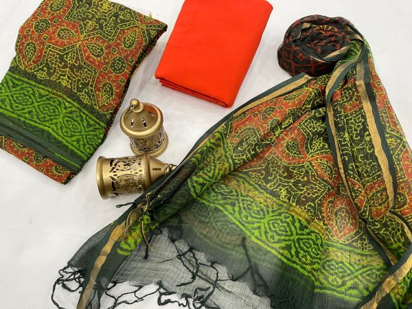 Green pigment print kota doria suits online