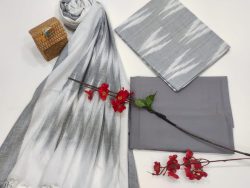 Silver ikkat salwar suit set with dupatta