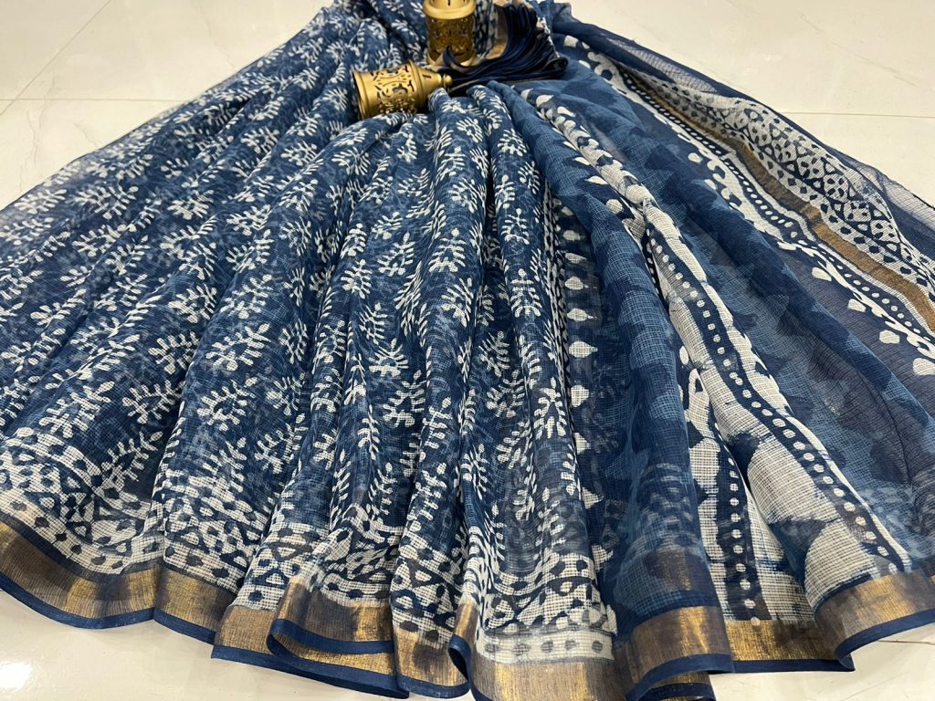 Blue kota doria sarees in jaipur