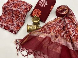 Carmine floral print kota doria suits online shopping